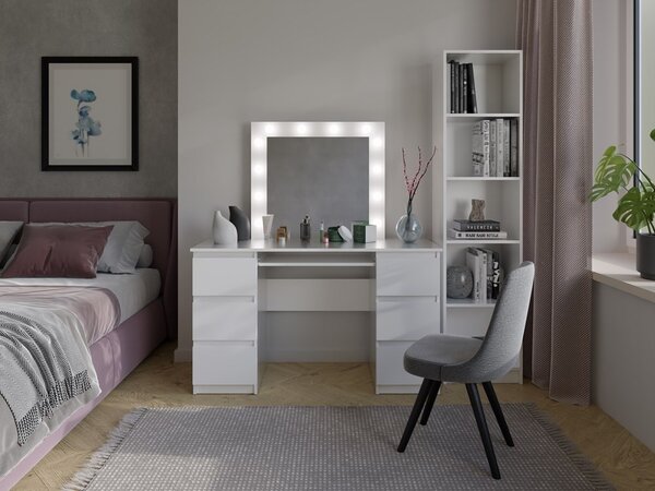 TP Living Toaletný stolík s LED KUBA biely