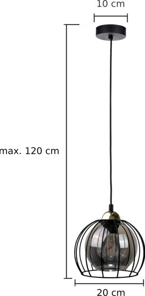 Luster na lanku SOLO BLACK 1xE27/60W230V čierna/zlatá