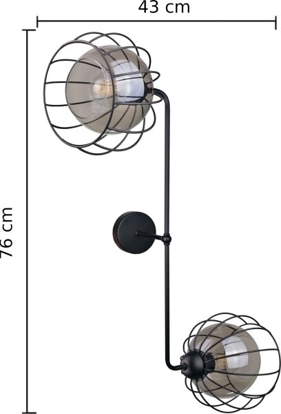 Nástenné svietidlo SOLO BLACK 2xE27/60W/230V