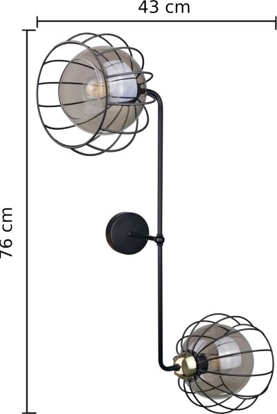 Nástenné svietidlo SOLO BLACK 2xE27/60W/230V čierna/zlatá