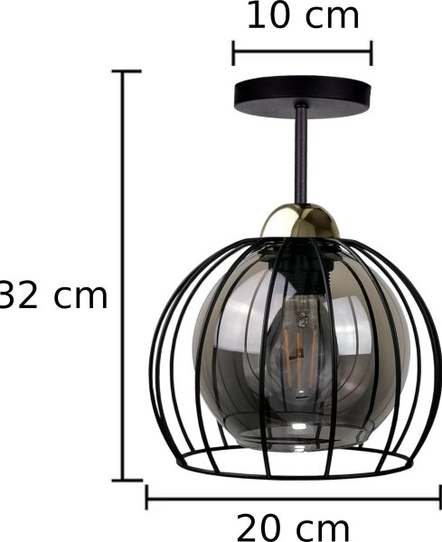 Prisadený luster SOLO BLACK 1xE27/60W/230V čierna/zlatá