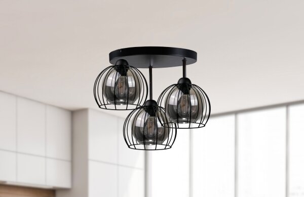 Prisadený luster SOLO BLACK 3xE27/60W/230V pr. 30 cm