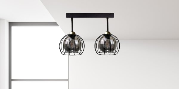 Prisadený luster SOLO BLACK 2xE27/60W/230V čierna/zlatá