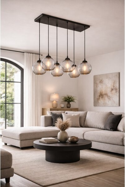 Brilagi - Luster na lanku DIOR 6xE27/60W/230V čierna/dymová sivá
