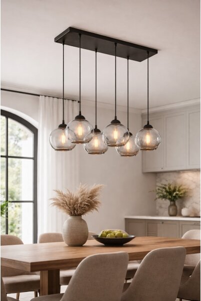 Brilagi - Luster na lanku DIOR 6xE27/60W/230V čierna/dymová sivá
