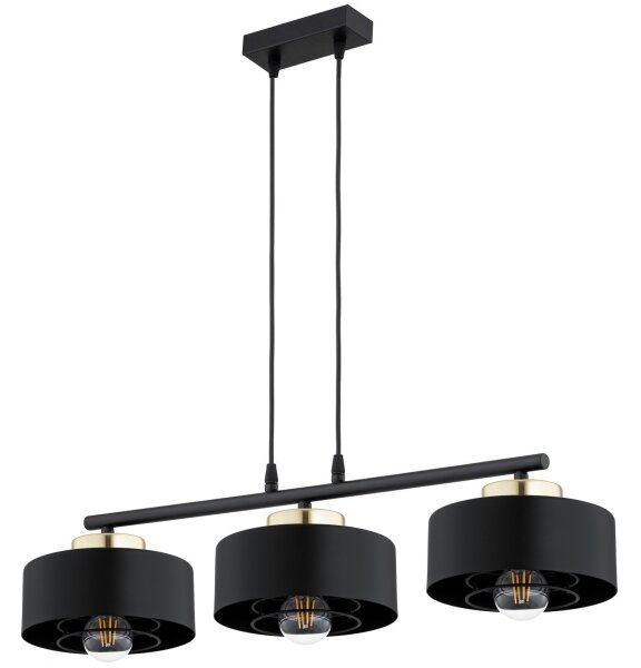 Brilagi - Závesný luster na kábli SPRING 3xE27/60W/230V čierna/zlatá