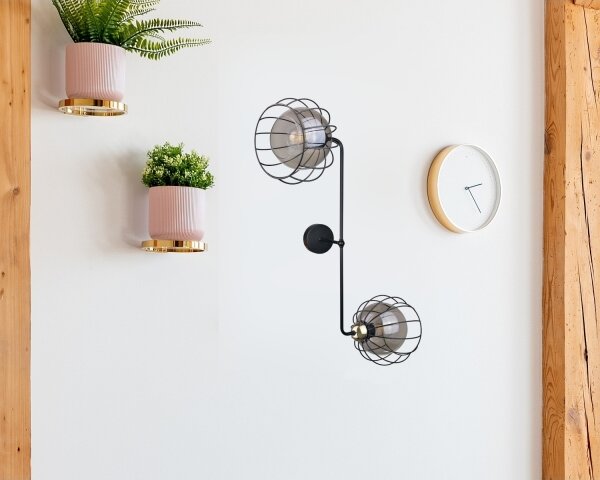 Nástenné svietidlo SOLO BLACK 2xE27/60W/230V čierna/zlatá