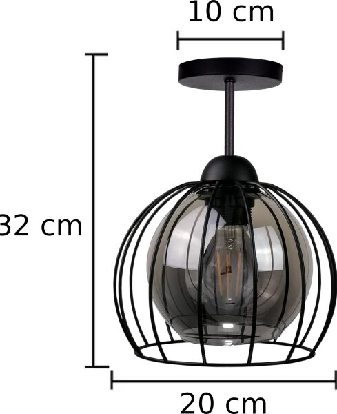 Prisadený luster SOLO BLACK 1xE27/60W/230V