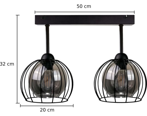 Prisadený luster SOLO BLACK 2xE27/60W/230V