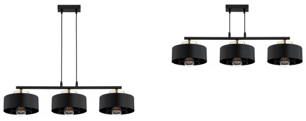 Brilagi - Závesný luster na kábli SPRING 3xE27/60W/230V čierna/zlatá