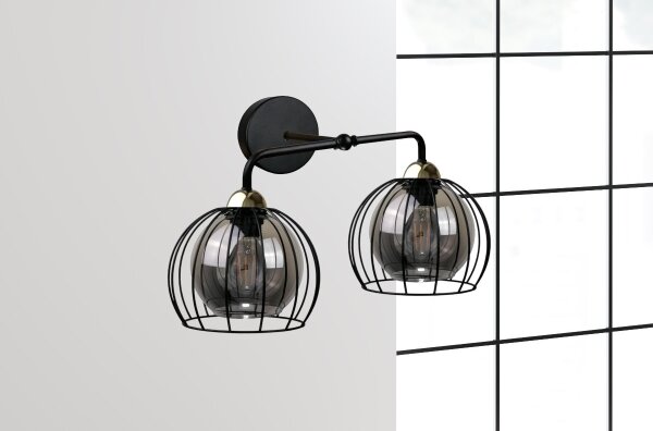 Nástenné svietidlo SOLO BLACK 2xE27/60W/230V čierna/zlatá