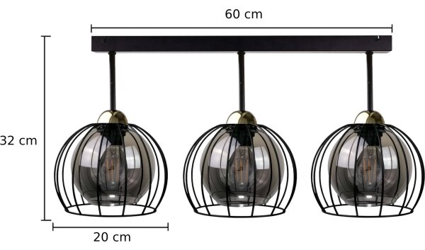 Prisadený luster SOLO BLACK 3xE27/60W/230V čierna/zlatá