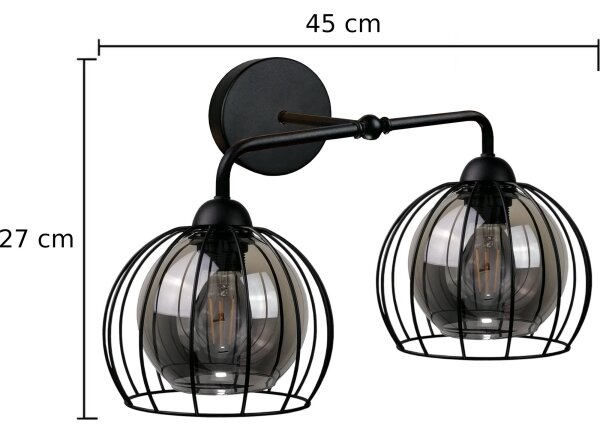 Nástenné svietidlo SOLO BLACK 2xE27/60W/230V čierna/zlatá