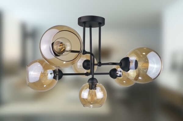 Prisadený luster MONDE BLACK 6xE27/60W/230V