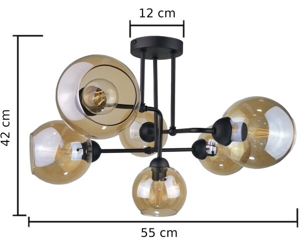 Prisadený luster MONDE BLACK 6xE27/60W/230V