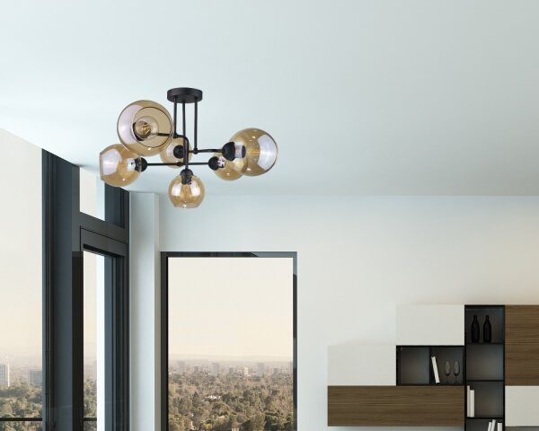 Prisadený luster MONDE BLACK 6xE27/60W/230V