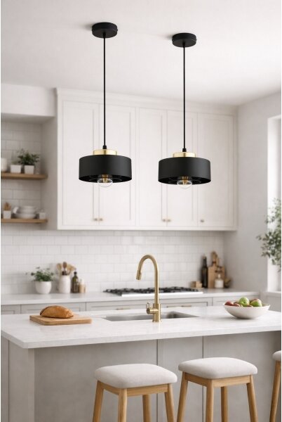 Brilagi - Závesný luster na lanku SPRING 1xE27/60W/230V pr. 20 cm čierna/zlatá