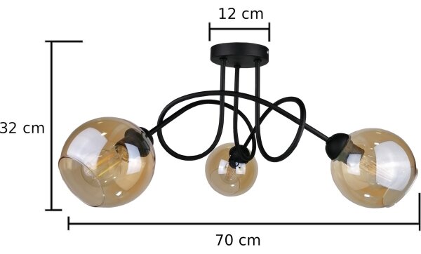 Prisadený luster VENUS BLACK 3xE27/60W/230V