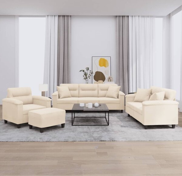 Maison Exclusive – 4-dielna sedacia súprava s vankúšmi, béžová mikrovlákna