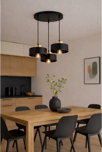 Brilagi - Luster na lanku SPRING 3xE27/60W/230V čierna/zlatá