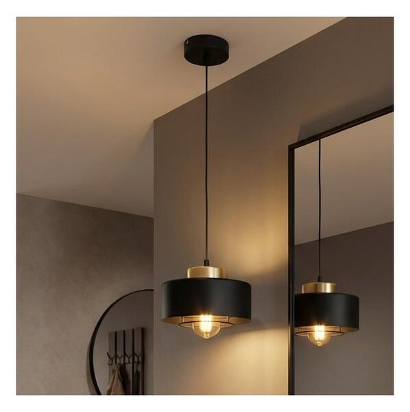 Brilagi - Závesný luster na lanku SPRING 1xE27/60W/230V pr. 20 cm čierna/zlatá