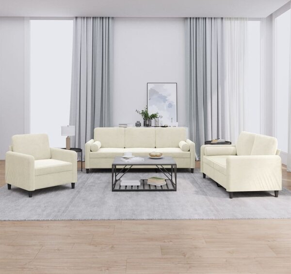 Maison Exclusive – 3-dielna sedacia súprava s vankúšmi, krémový zamat