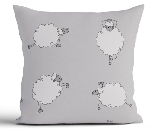 Bavlnená obliečka na vankúš Renforcé 40 × 40 cm - Ovečky Morning Yoga sivá