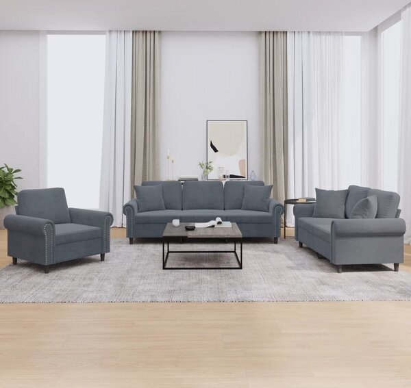 Maison Exclusive – 3-dielna sedacia súprava s vankúmi, tmavoedý zamat