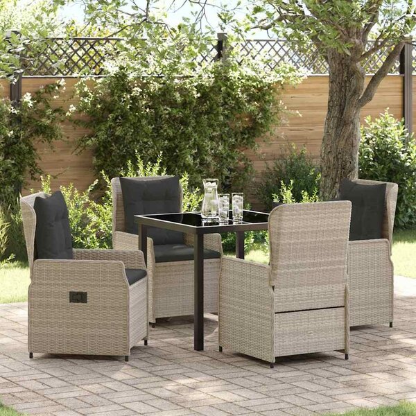 Maison Exclusive - Záhradná jedálenská súprava 5 ks Svetloedá Poly-rattan