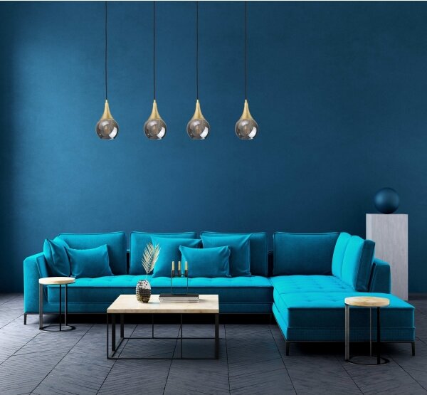 Luster na lanku LACRIMA SMOKY 4xE27/60W/230V