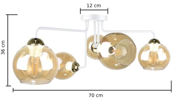 Prisadený luster MONDE WHITE 5xE27/60W/230V