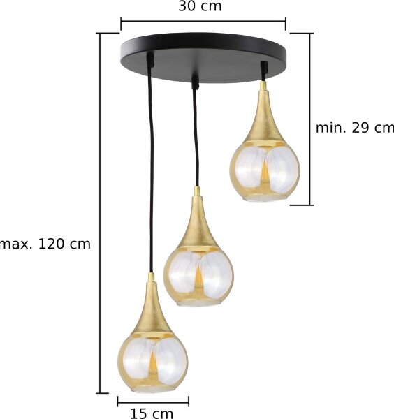 Luster na lanku LACRIMA HONEY 3xE27/60W/230V pr. 30 cm