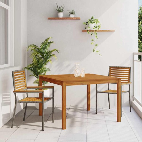 Maison Exclusive – Záhradná jedálenská súprava, 3-dielna, sivá, z masívneho akátového dreva
