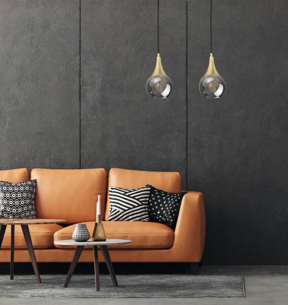 Luster na lanku LACRIMA SMOKY 2xE27/60W/230V