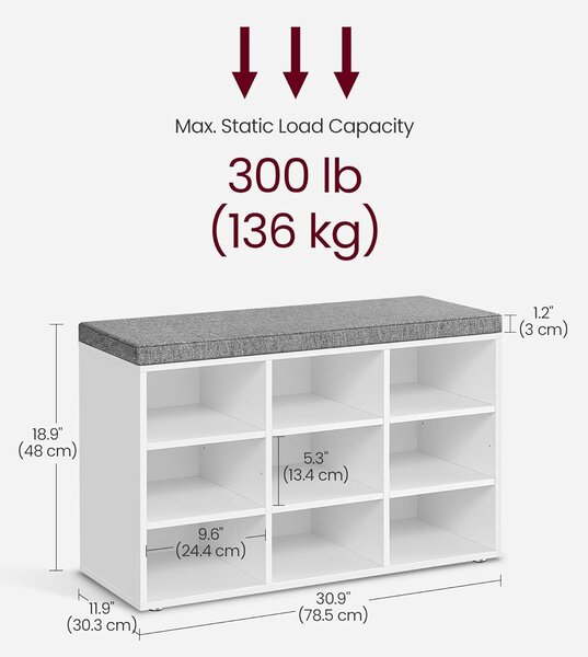 SONGMICS Topánkovník Vasagle Endersen 78 cm biely