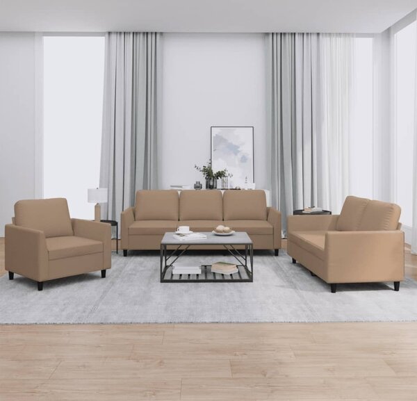 Maison Exclusive – 3-dielna sedacia súprava s vankúmi v odtieni cappuccino-hnedá z umelej koe