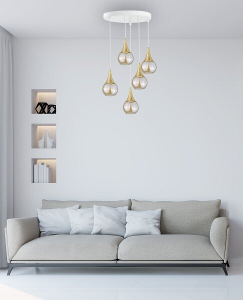 Luster na lanku LACRIMA WHITE 5xE27/60W/230V pr. 45 cm