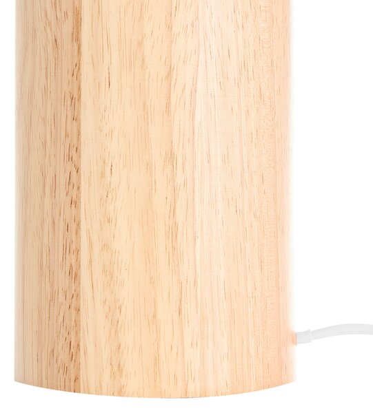 Stolná lampa svetlohnedá kov železo nylonové tienidlo kaučukové drevo moderná obývacia izba spálňa