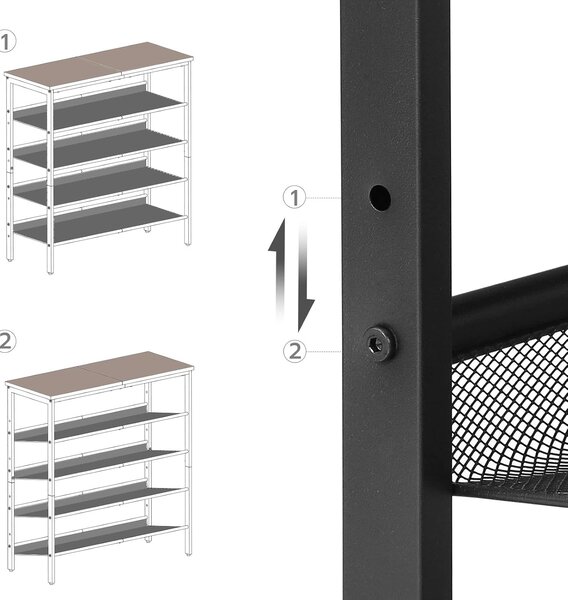 Topánkovník Vasagle Melas 81 cm čierny/sivý