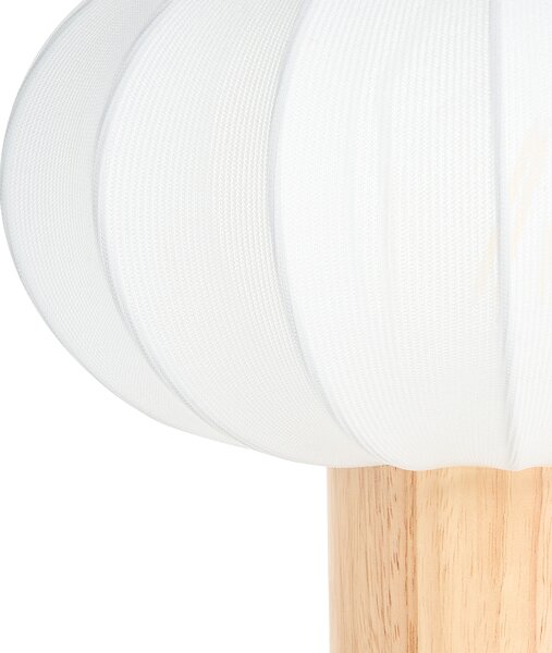 Stolná lampa svetlohnedá kov železo nylonové tienidlo kaučukové drevo moderná obývacia izba spálňa