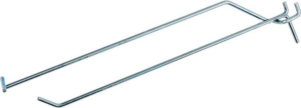 Jednoduchý vešiak s držiakom cenovky na montáž na perforované steny EURO Mega-M L-25cm fi4 pozinkované regály do obchodov