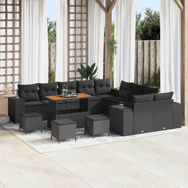 Maison Exclusive - Záhradný nábytok s vankúmi 14 ks ierny Poly-rattan