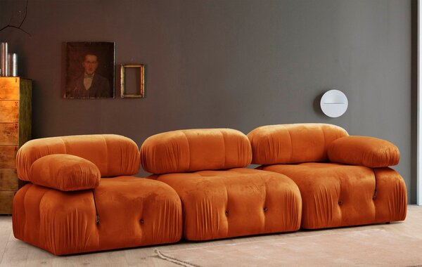 Hanah Home Trojmiestna modulárna pohovka Bubble 288 cm zamat oranžová