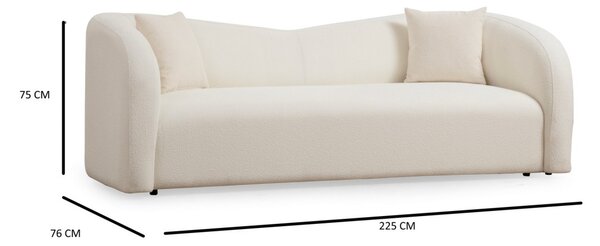 Hanah Home Trojmiestna pohovka Asos 225 cm bouclé krémová
