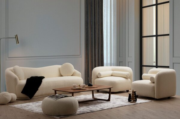 Hanah Home Trojmiestna pohovka Ancona 225 cm boucle krémová