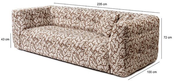 Hanah Home Trojmiestna pohovka Cady 235 cm béžová so vzorom