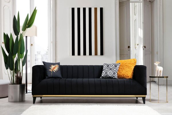 Hanah Home Trojmiestna pohovka Bellino 222 cm čierna