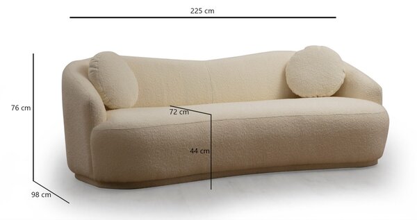 Hanah Home Trojmiestna pohovka Ancona 225 cm boucle krémová