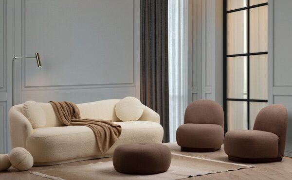 Hanah Home Trojmiestna pohovka Ancona 225 cm boucle krémová
