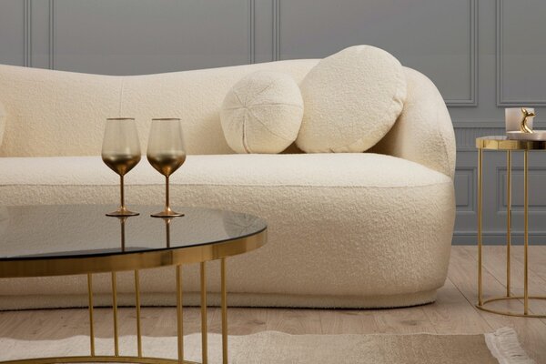 Hanah Home Trojmiestna pohovka Ancona 225 cm boucle krémová